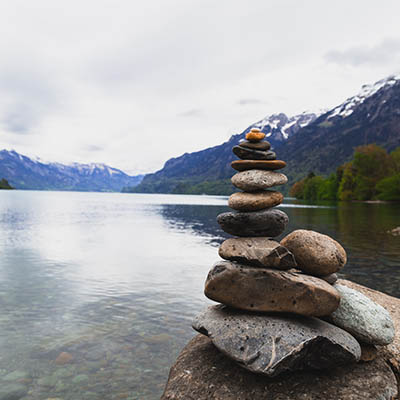 Stones on lake